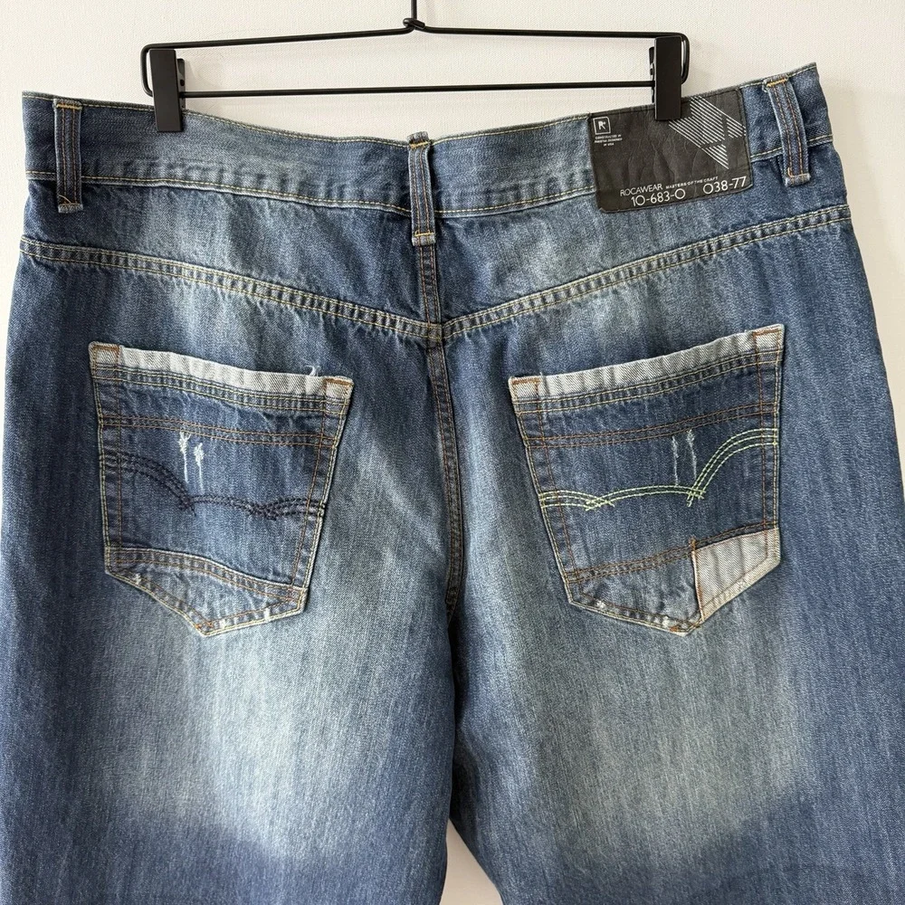 Rocawear Jeans Mens 44x34 Vintage Y2K Skater Baggy Wide HipHop Faded